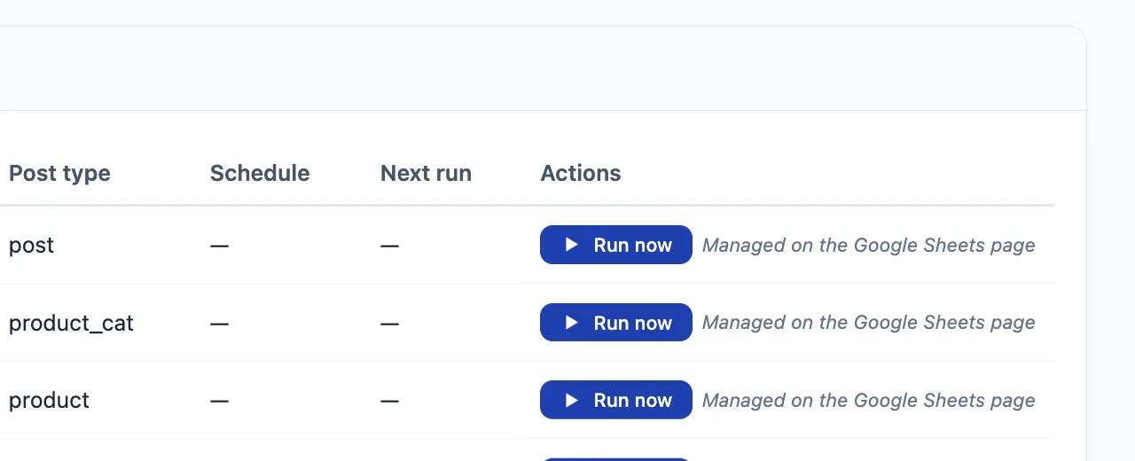 Run now controls for saved Shirely Automation slots.